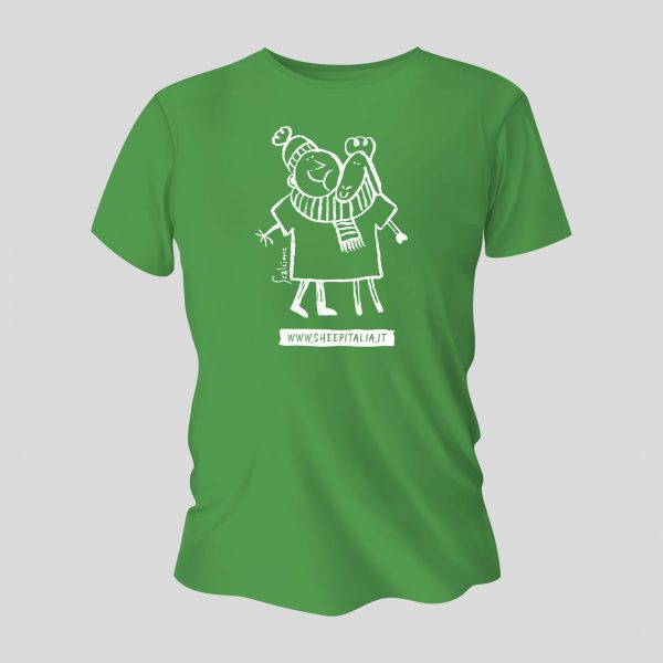 T Shirt ABBRACCIO LANOSO disegnata da Marco Scalcione Green