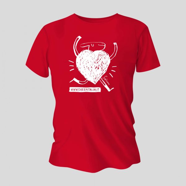 T-Shirt PECORA FELICE disegnata da Marco Scalcione Red