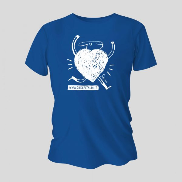 T-Shirt PECORA FELICE disegnata da Marco Scalcione Blu Royal
