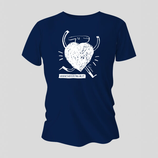 T-Shirt PECORA FELICE disegnata da Marco Scalcione Blu Navy